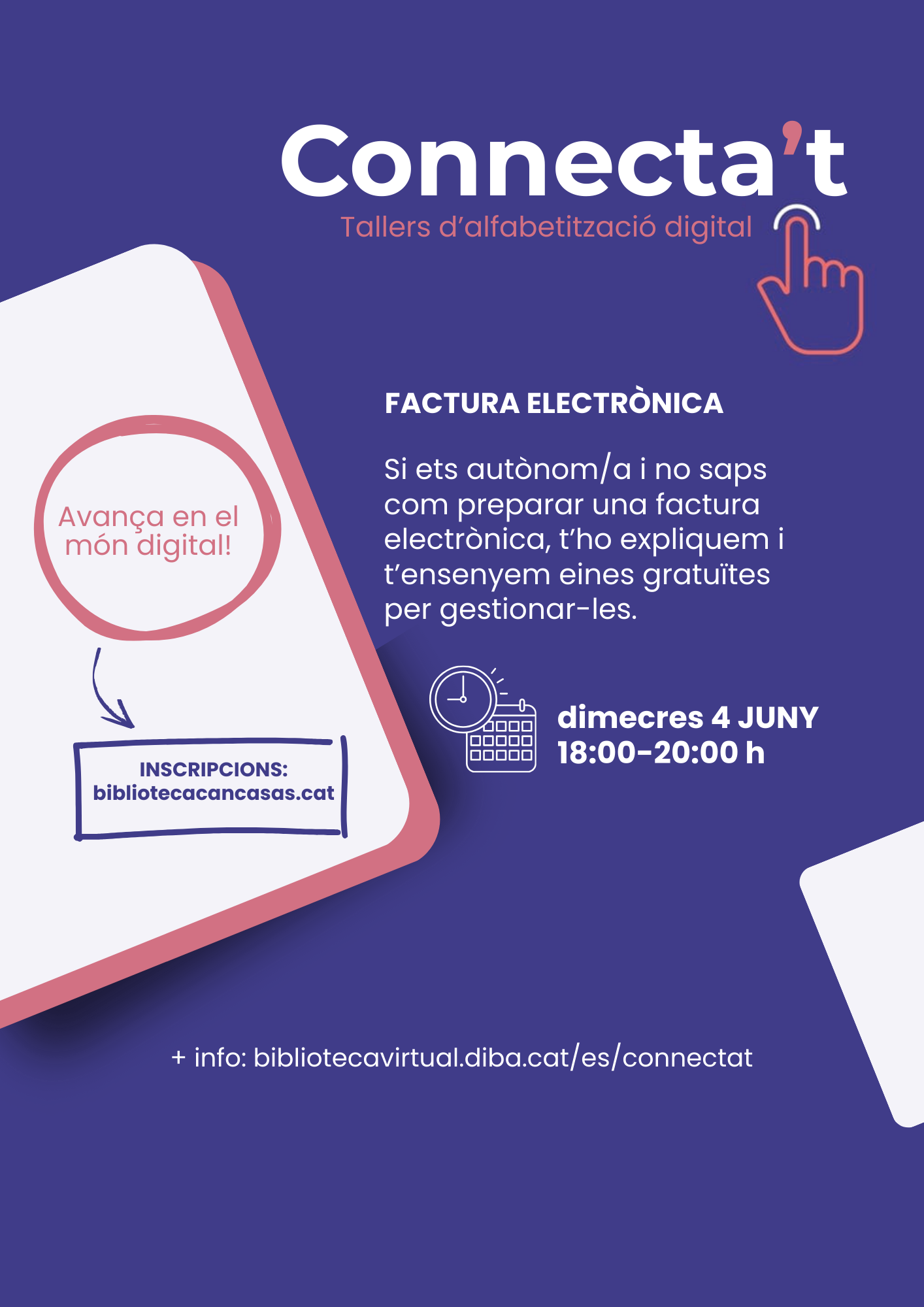 Cartell Connecta't - Taller d'alfabetització digital: Factura electrònica