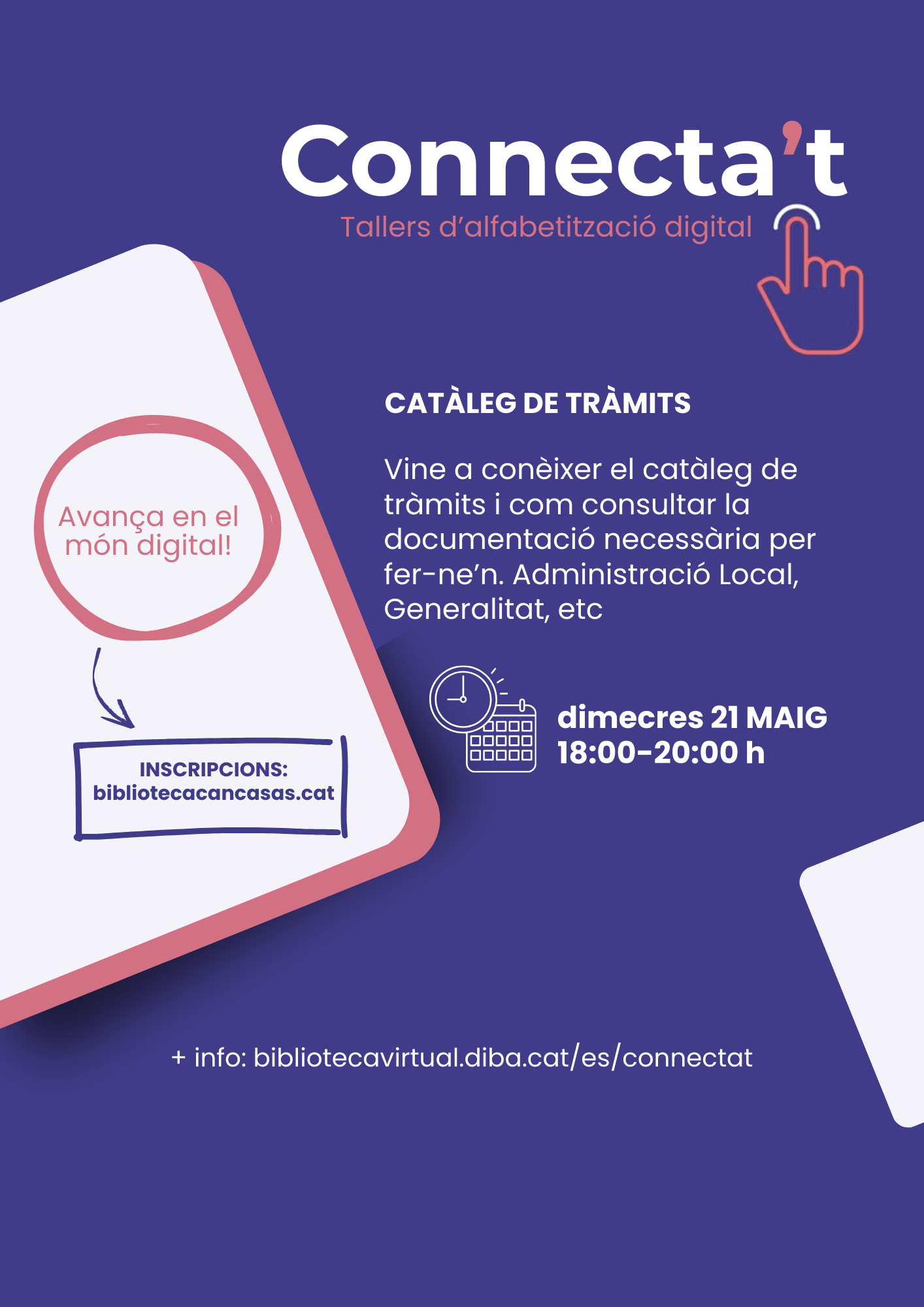 Cartell Connecta't - Taller d'alfabetització digital: Catàleg de tràmits