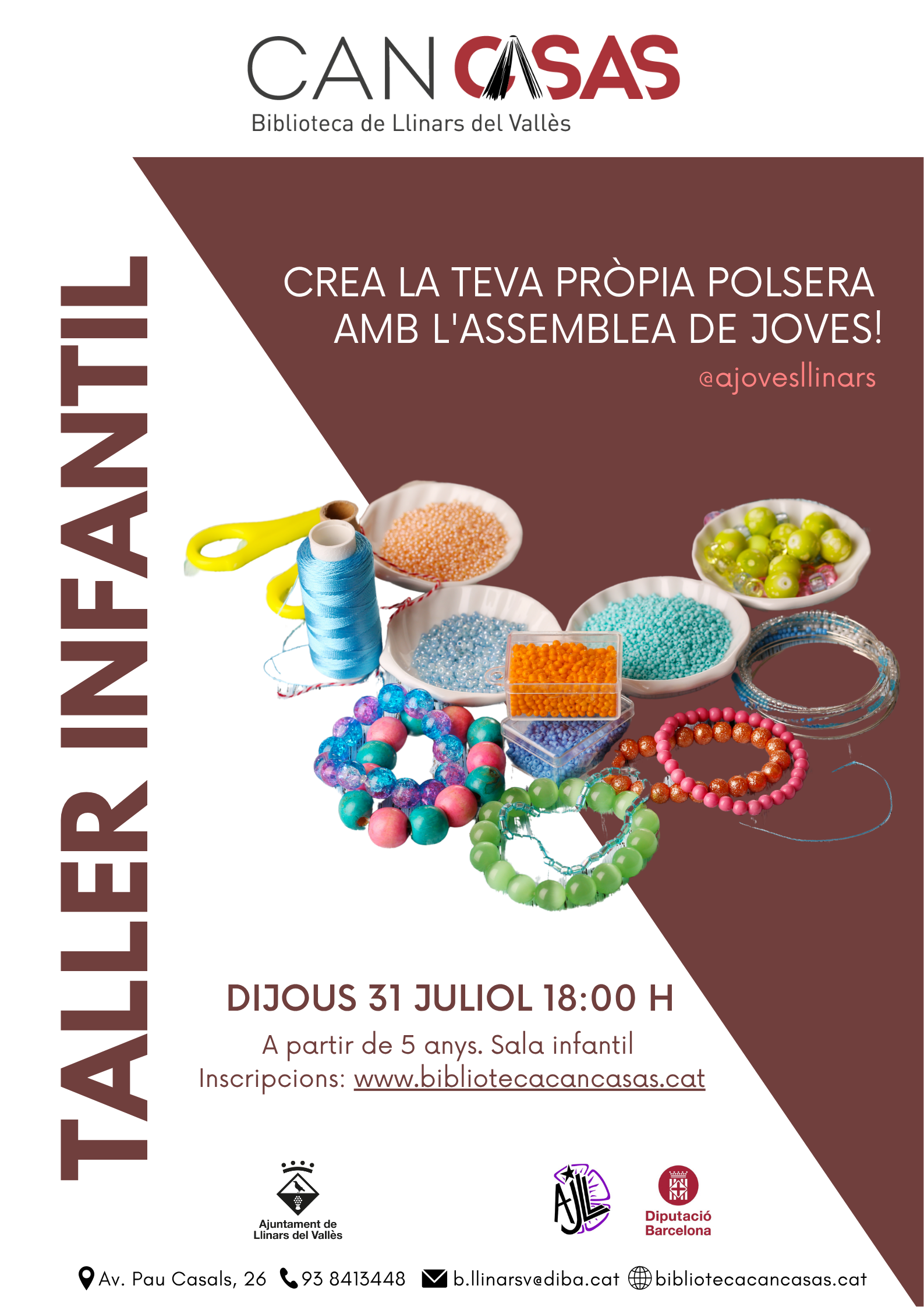 Taller infantil. Crea la teva pròpia polsera amb l'Assemblea de joves!